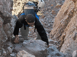 Patrick climbing Brokenhand pass