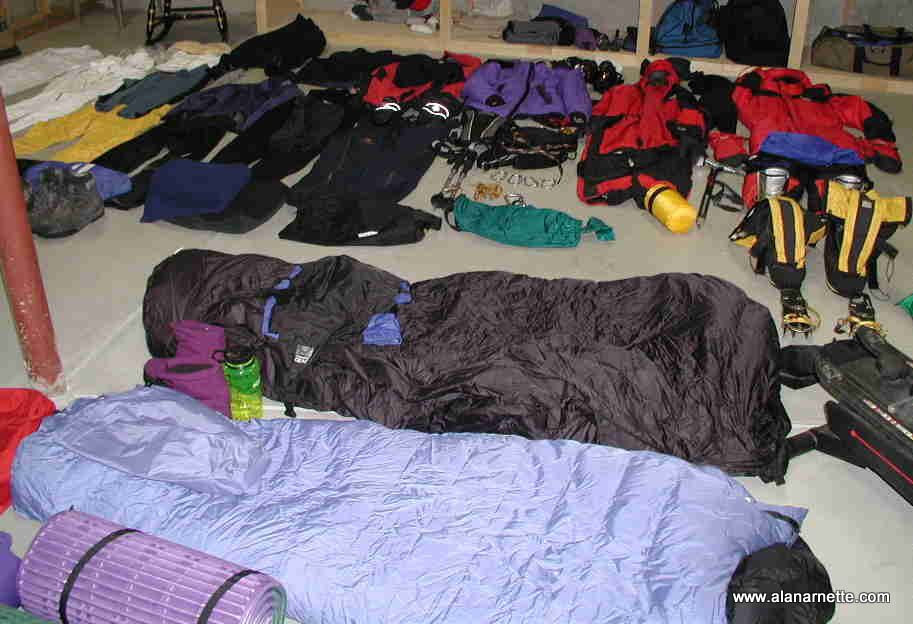 Click for a larger view of my Everest gear.