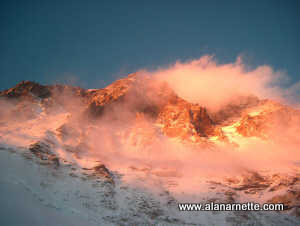Everest from Camp 2 at sunset